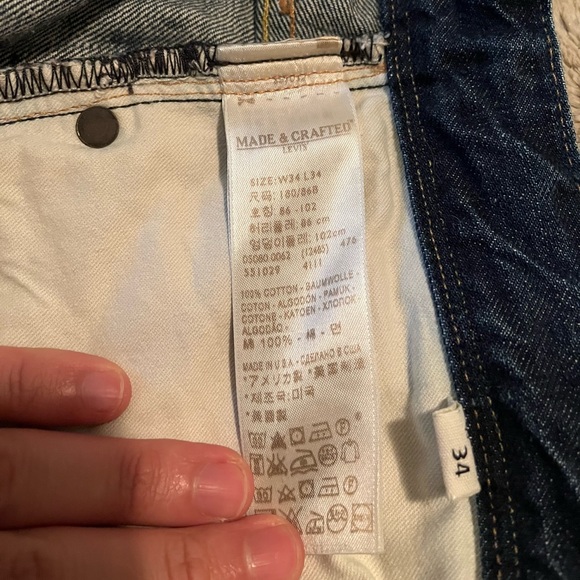 🇺🇸 Levi's Made & Crafted Jeans Straight Button Fly Mens 34X34 Made In USA - Picture 8 of 10